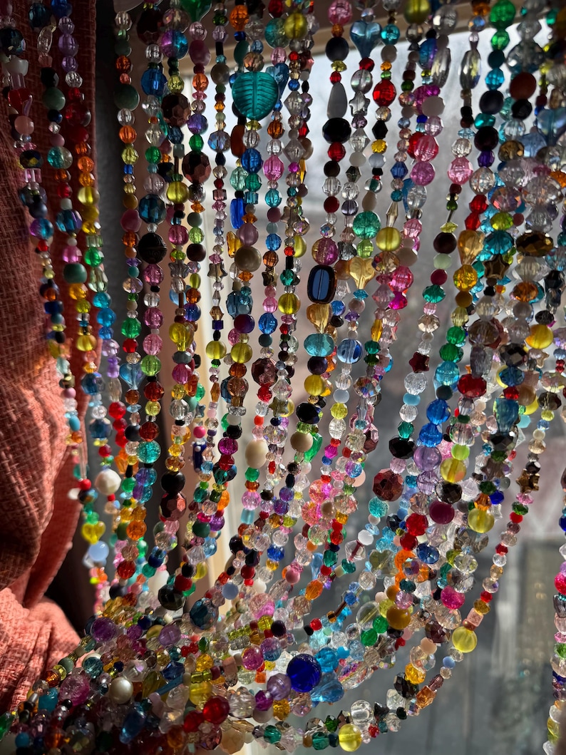 Random multi color beaded curtain