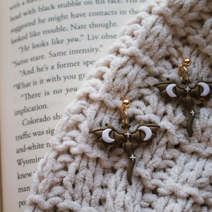 Dragon Earrings | Dragon Jewelry | Fantasy Earrings | Gifts for Book Lovers | Book Inspired | Gothic Earrings | Moon Earrings |