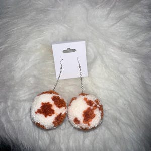 Texas Longhorns Pom Pom Dangle Earrings Handmade Texas Longhorns Mascot College football Burnt orange