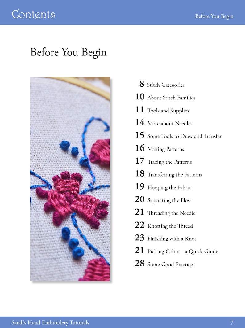 Hand Embroidery for Left HandersPDF book with step-by-step pictorial guide to 150 stitches with printable patterns, tips and techniques image 3