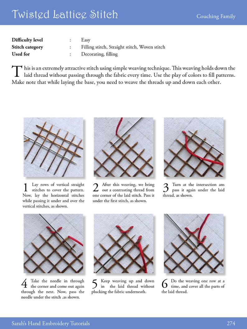 Hand Embroidery for Left HandersPDF book with step-by-step pictorial guide to 150 stitches with printable patterns, tips and techniques image 8