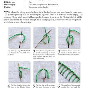 Hand Embroidery for Left HandersPDF book with step-by-step pictorial guide to 150 stitches with printable patterns, tips and techniques image 7