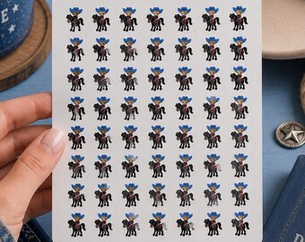 Cowboy Planner Stickers 1 Inch Western Stickers  Rodeo Planner Decals  Country Journal Stickers  Cute Planner Icons