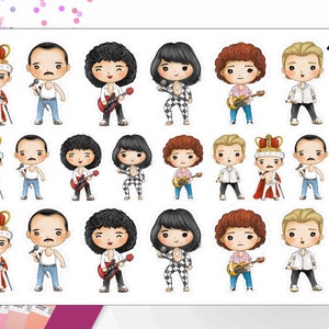 Music stickers, queen stickers, decor planner stickers, favorite artists stickers