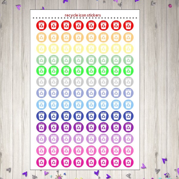 Recycle icon stickers, icon stickers, planner recycle stickers