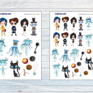 Coraline stickers, planner decor, character stickers