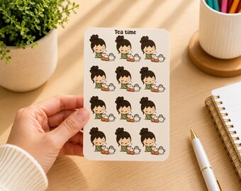 Tea Planner Stickers  Tea Time Stickers  Cozy Drink Planner Icons  Cute Beverage Stickers  Journal  Scrapbook Decals