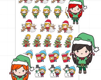 Christmas stickers, planner decor stickers, girl stickers