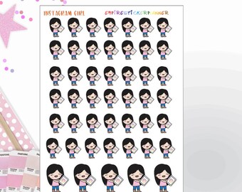 Instagram girl stickers, planner Instagram stickers