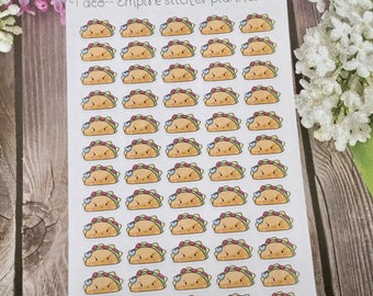 Taco stickers, sticker organizer,kawaii stickers food, planning tacos, taco planner stickers