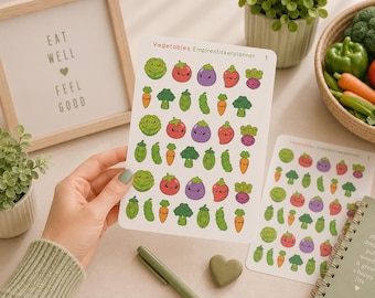 Cute Vegetable Planner Stickers | Kawaii Veggie Stickers | Healthy Eating Planner | Meal Prep Grocery Garden Stickers