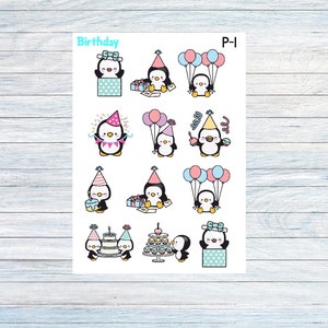 Penguin birthday stickers-decor stickers planner