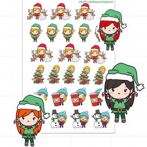 Christmas stickers, girl stickers, holiday decor stickers
