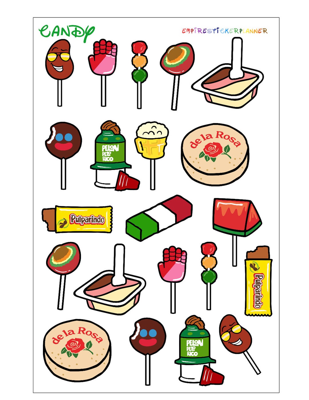 Candy Stickers, Mexican Candy Stickers Etsy