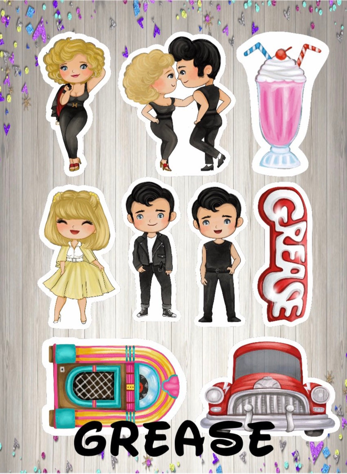 Grease Character Stickers Planner Stickers Movies Stickers Etsy