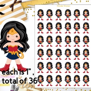 Wonder women kawaii stickers, wonder women, Planner fun stickers, hero girl stickers
