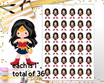 Wonder women kawaii stickers, wonder women, Planner fun stickers, hero girl stickers