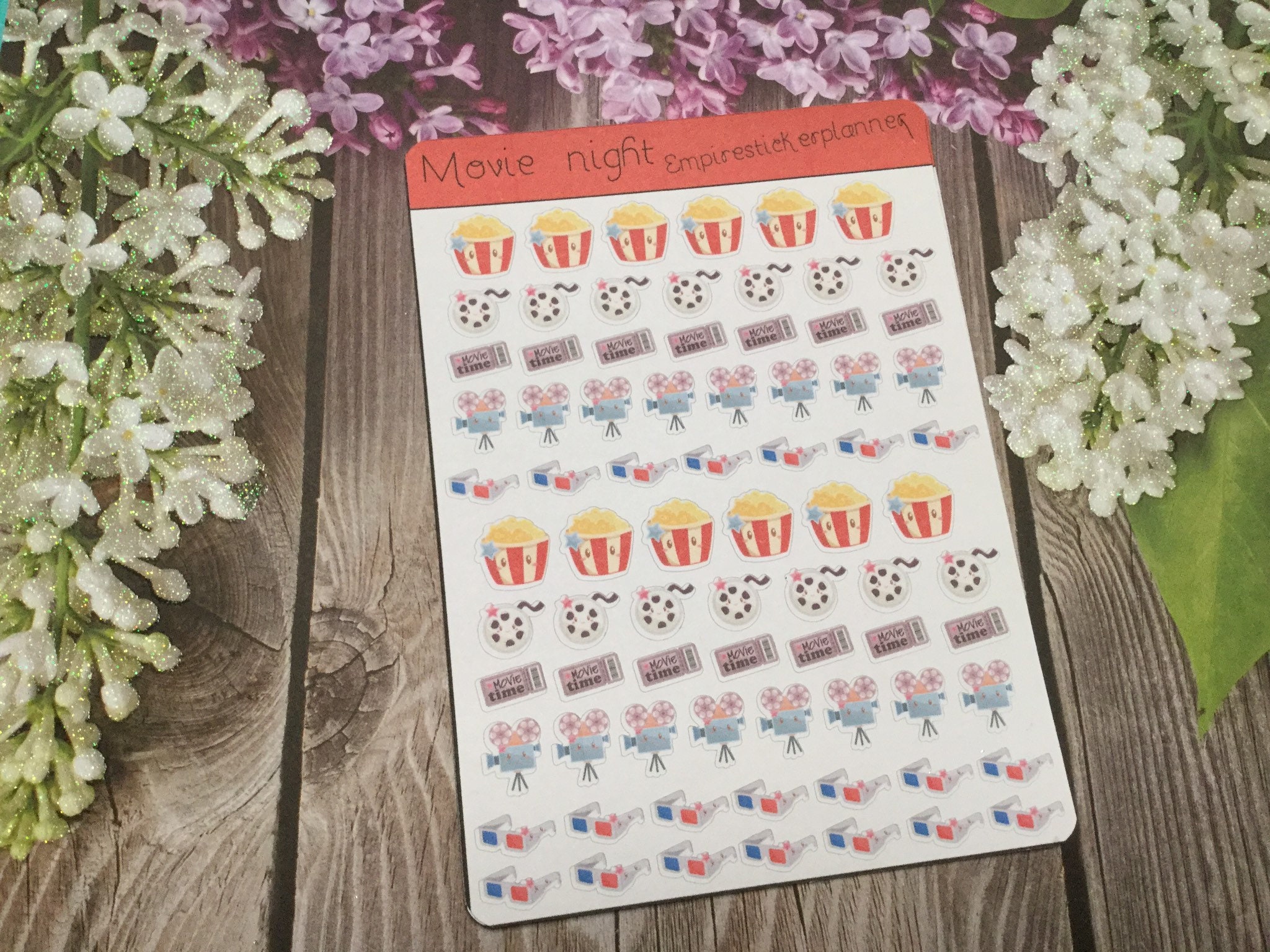 Movie Night Stickers , Movie Night Planner Stickers, Movie Stickers ...