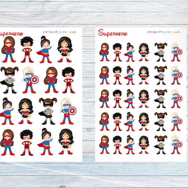 Superhero girl stickers, planner stickers fun stickers, stickers