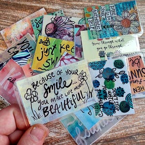 25 Kindness Cards, Original Art, Positive Affirmation Inserts, Random Acts of Kindness Gift, Laminated Lunchbox Notes, Mental Health Support image 4