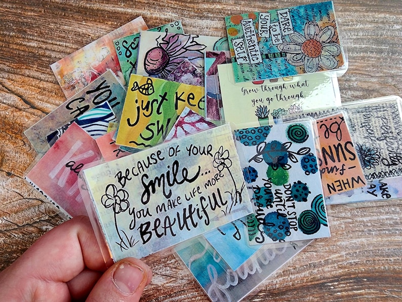 25 Kindness Cards, Original Art, Positive Affirmation Inserts, Random Acts of Kindness Gift, Laminated Lunchbox Notes, Mental Health Support image 4