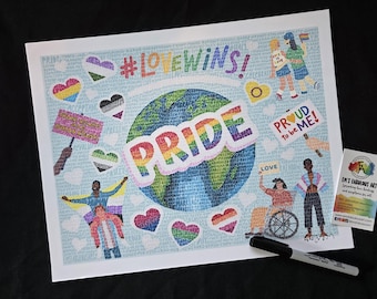 LGBTQ+ Pride Word Art, Donation to Trevor Project, Love is Love Canvas Sign, Queer Pride Wall Art Poster, Lesbian, Gay, Bisexual,Transgender