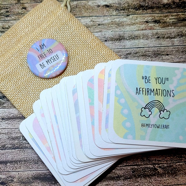 Kids Affirmation Cards- Mindfulness Gift for Children- Be YOU- Back to School- Thoughtful Gift- 18 Positive Affirmation Cards