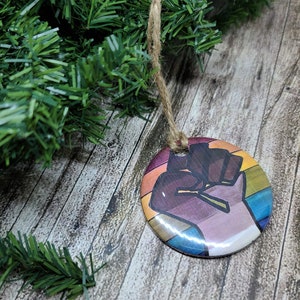 Black Lives Matter Rainbow Fist- Christmas Ornament- BLM and LGBTQ+ Rights- Equal Rights X-mas Gift- Support LGBT Black Lives