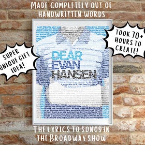 Dear Evan Hansen Broadway Musical Word Art Poster Print- You Will Be Found- Ben Platt- Broadway Obsessed- Word Cloud- Music Theater Lover