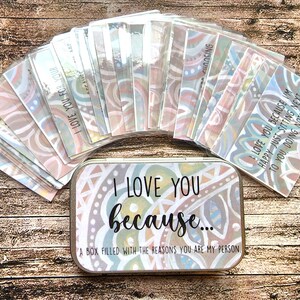 I Love You Because Box- Valentines Day Gift- Gift for Her- Gift for Him- Gift for Couples- Reasons Why I Love You- Relationship Goals