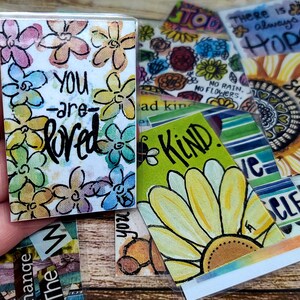25 Kindness Cards, Original Art, Positive Affirmation Inserts, Random Acts of Kindness Gift, Laminated Lunchbox Notes, Mental Health Support image 6