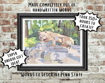 Penn State University Word Art Print, PSU Nittany Lion, State College, Berkey Creamery, Old Main, Joe Paterno, We are, Poster for Dorm Room