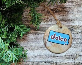 Delco Phillies Sports Pride Christmas Ornament- Philadelphia Phillies Baseball- Sports Fan Gift- Delaware County- Philly- Stocking Stuffer