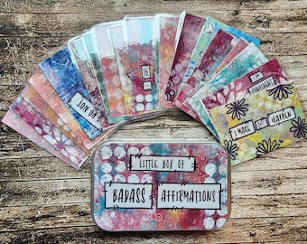 Little Box of Badass Affirmations- Explicit Affirmation Cards- Small Laminated Cursing Cards- Explicit Motivation- Badass Bitch