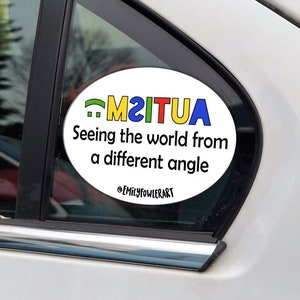 Autism Awareness Waterproof Sticker- Bumper Sticker- Water Bottle Decal- Autism...Seeing the World from a Different Angle