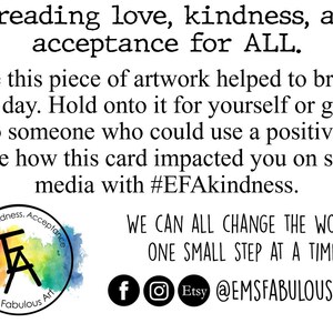 25 Kindness Cards, Original Art, Positive Affirmation Inserts, Random Acts of Kindness Gift, Laminated Lunchbox Notes, Mental Health Support image 8