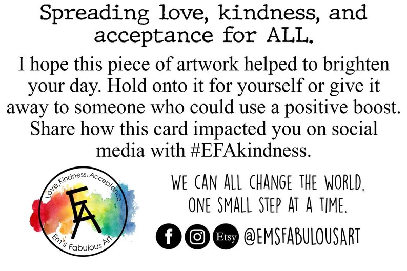 25 Kindness Cards, Original Art, Positive Affirmation Inserts, Random Acts of Kindness Gift, Laminated Lunchbox Notes, Mental Health Support image 8
