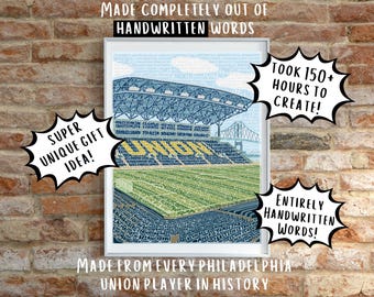 Philadelphia Union Word Art Print- Entirely Handwritten Names - Every Player - Suburu Park Stadium Wall Art - Signed Print - Unique Gift
