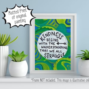 Be Kind- Original Painting Print- Office Decor- Teacher Classroom Poster- Therapist Wall Art- Gift Idea- Random Acts of Kindness
