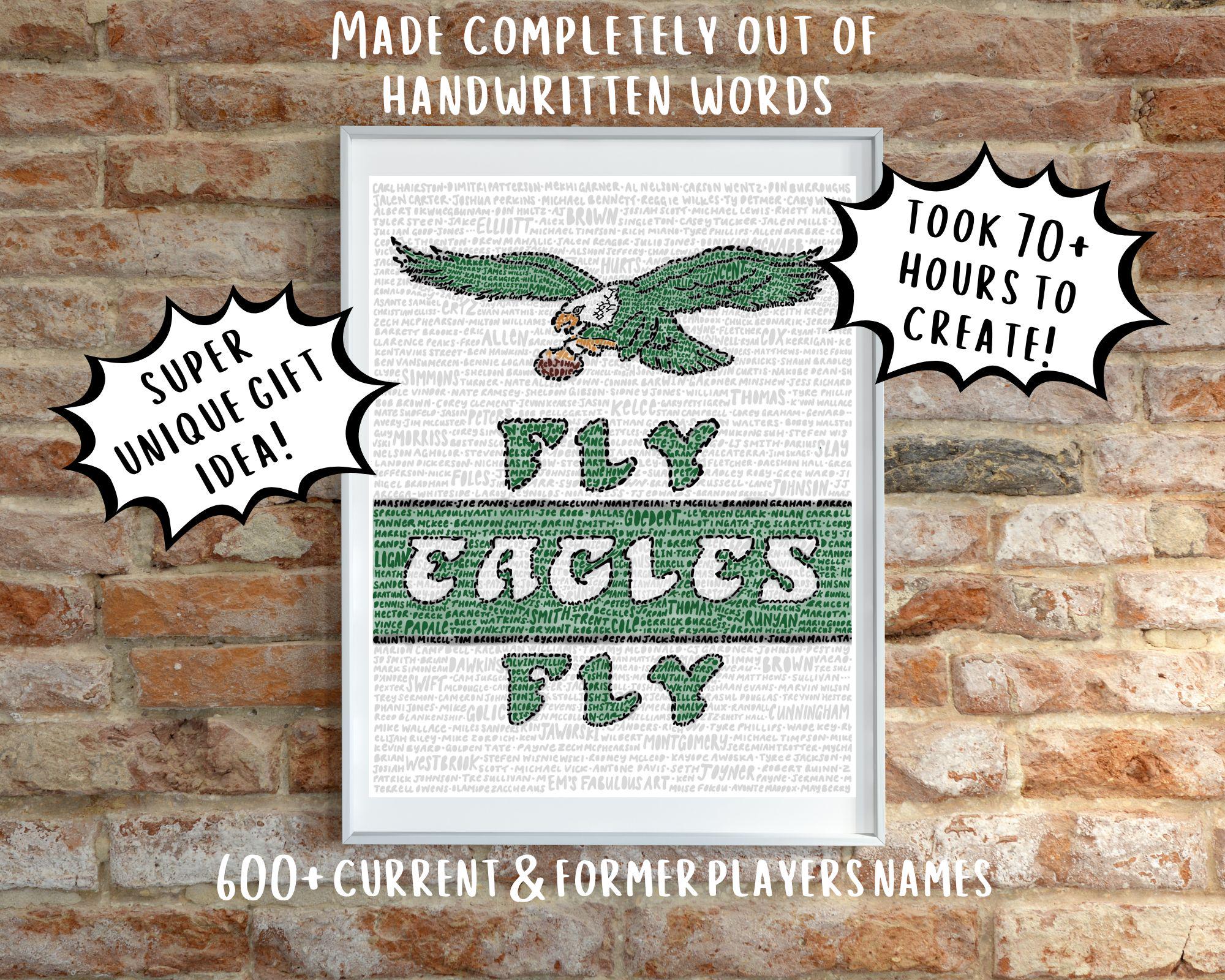 Philadelphia Eagles Word Art Print- Fly Eagles Fly- Superbowl LIX Poster- Go Birds- Jalen Hurts- Saquon Barkley- Man Cave Decor- Eagles Logo