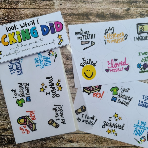 Look What I Did!- Explicit Motivation- Funny Reward Stickers- Celebrate the Small Achievements- Planner Stickers- Depression Sucks