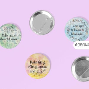 Human Rights Buttons- Make Lying Wrong Again- Make Racism Wrong Again- Anti-Trump- Liberal- Democrat- Three Sizes Pin-Back Buttons