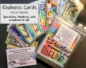 Bulk Order- Pack of 50 or 100 - Kindness Cards- Spread Love, Kindness, and Acceptance- Kindness Matters- Laminated Cards- Card Stuffer- RAOK