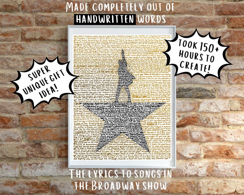 Hamilton Broadway Musical Word Art Print, Alexander Hamilton, My Shot, Lin Manuel Miranda, Hand Written Typography Wall Decor Poster image 2