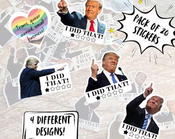 Anti-Trump Stickers "I Did That" 1-Star Rating - Set of 20 Mini Political Decals- Blue Wave- Kamala Harris Gift- Democrat Liberal Stickers