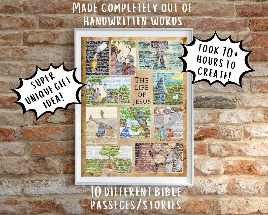 The Life of Jesus- Word Art Print- Gospel Stories- Healing of Jesus ...