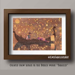 I See The Light- Tangled- Disney Movie- Rapunzel Princess- Floating Lanterns- Typography Artwork- Word Art- Matted Wall Art Print