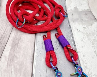 Premium Paracord Rope Dog Training Lead    I     Double Clasp Training Lead    I    Handsfree Dog Lead