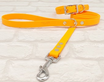 Premium Biothane® waterproof Dog Collar & Dog Lead Set - Peach SI