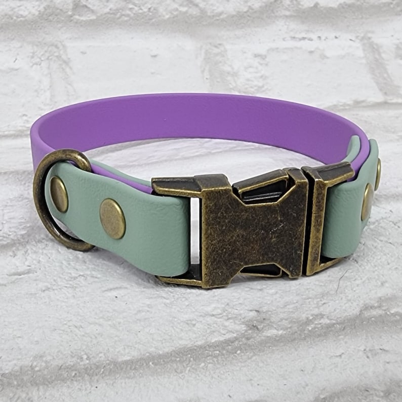 Two-Tone BioThane Dog Collar: Waterproof Quick Release Buckle, Made-to-Measure image 5